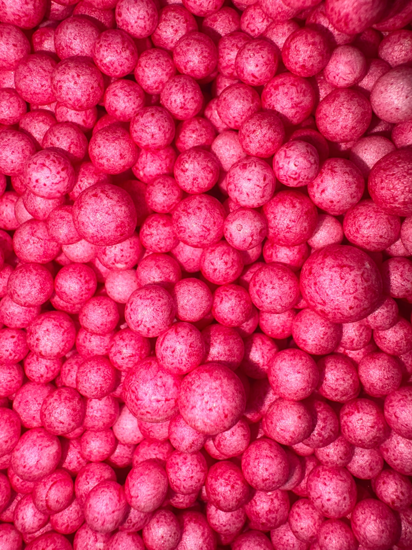 Red polystyrene balls