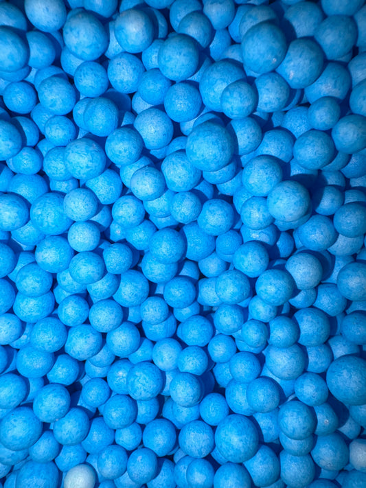 Blue polystyrene balls