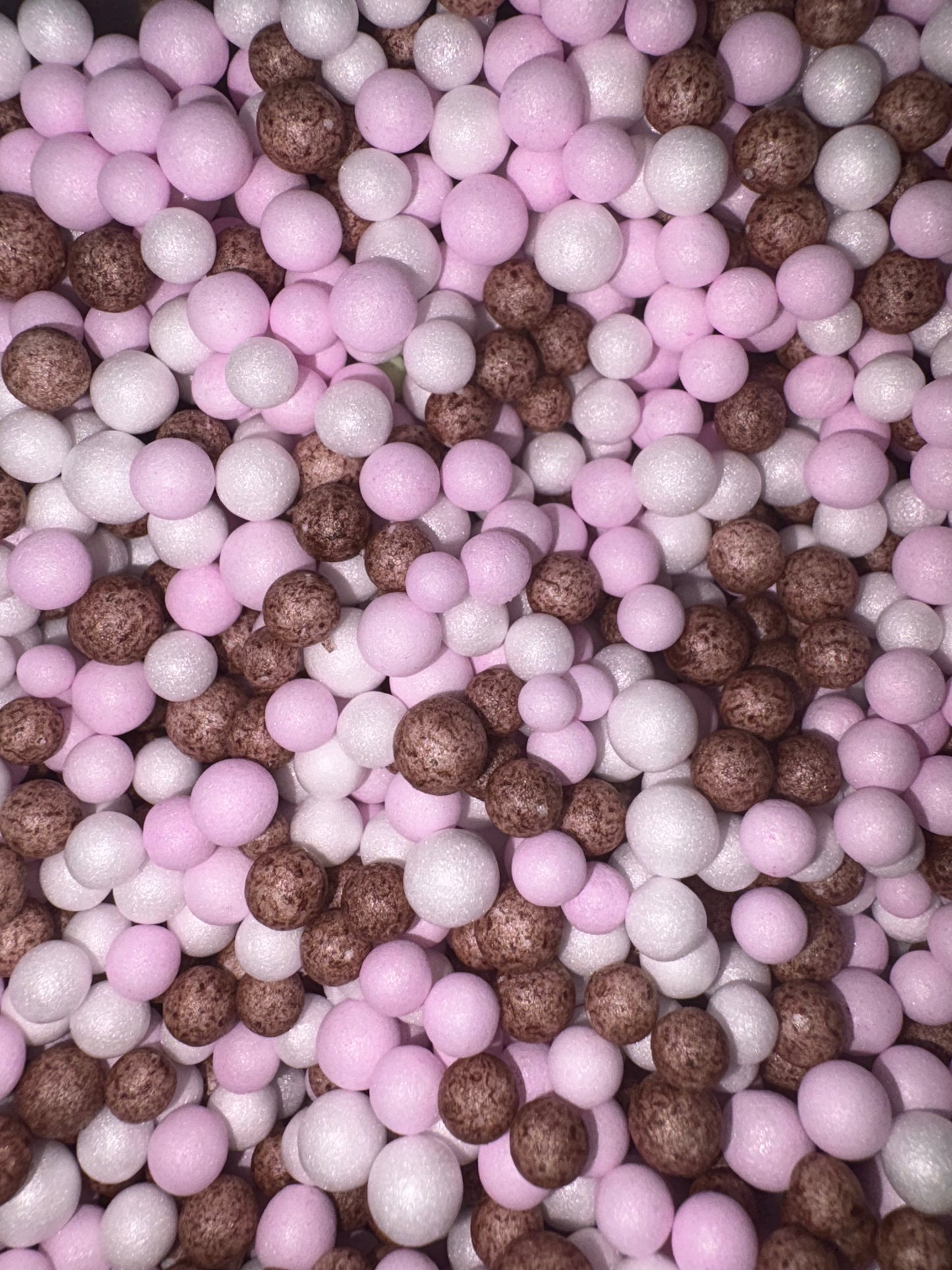 Neapolitan coloured polystyrene balls