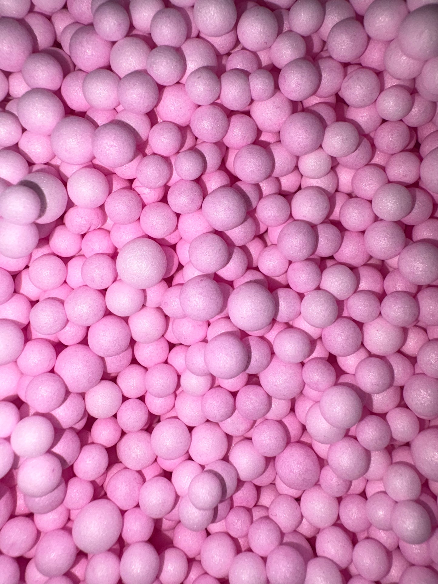 Pink polystyrene balls