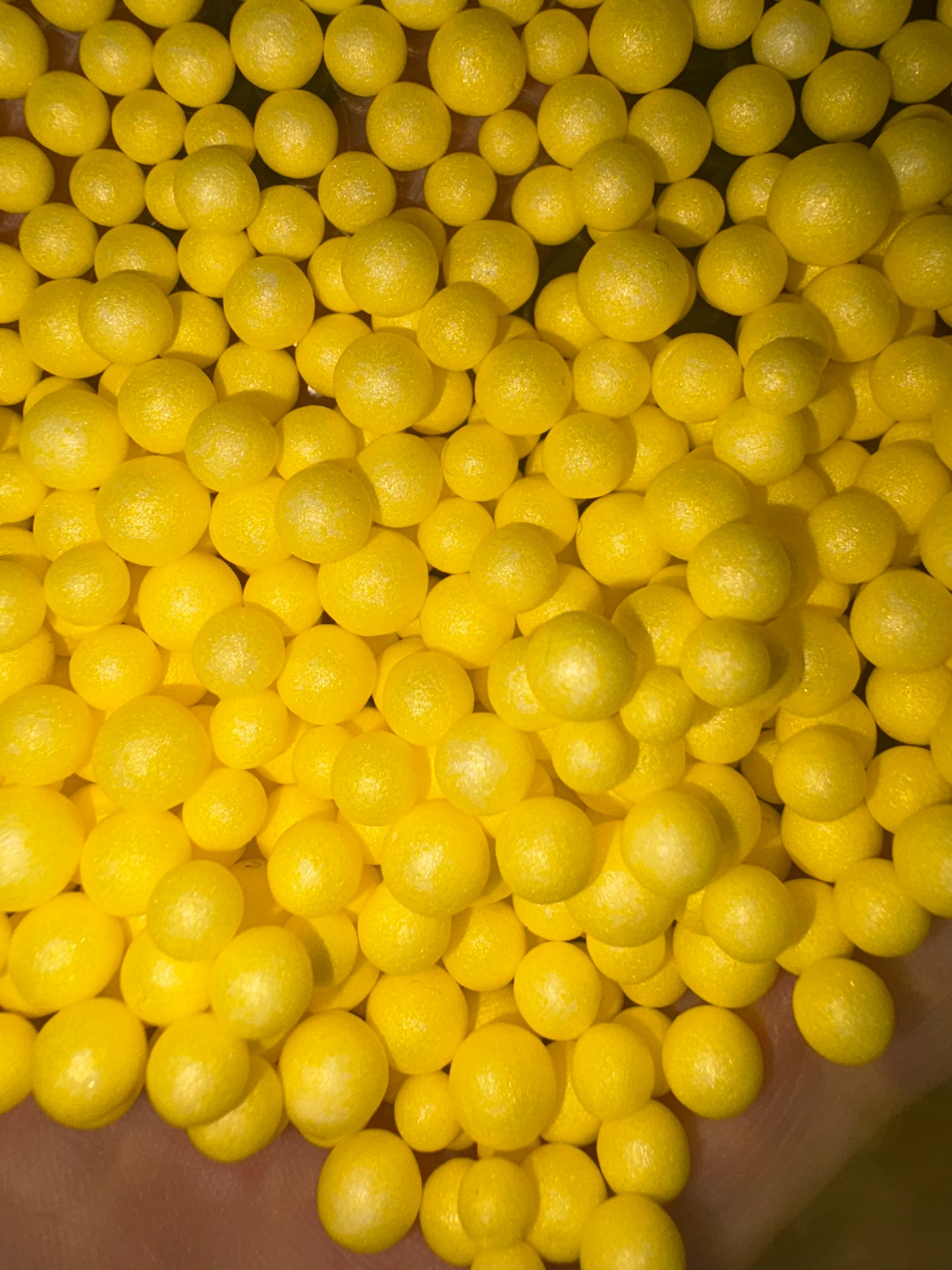 yellow polystyrene balls